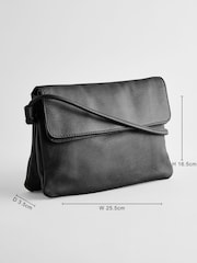Black Leather Flap Cross-Body Bag - Image 4 of 8