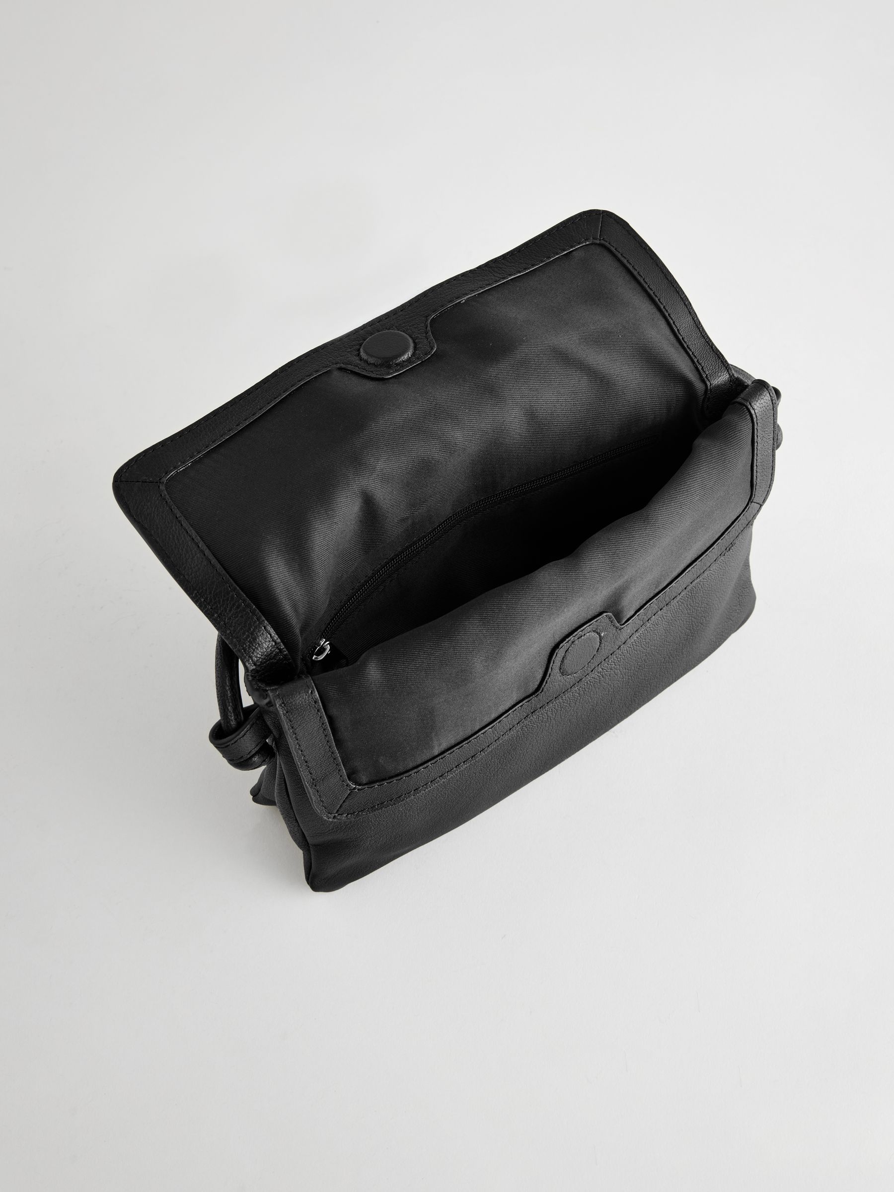 Buy Black Leather Flap Cross-Body Bag from Next USA