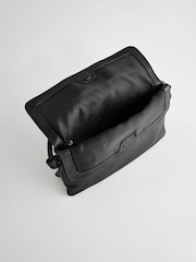 Black Leather Flap Cross-Body Bag - Image 6 of 8