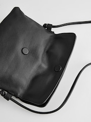Black Leather Flap Cross-Body Bag - Image 8 of 8