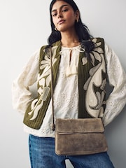 Tan Brown Leather Flap Cross-Body Bag - Image 12 of 17