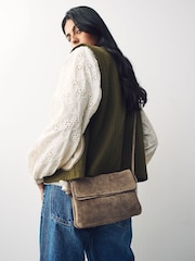 Tan Brown Leather Flap Cross-Body Bag - Image 3 of 17