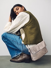 Or - Sac à bandoulière à rabat en cuir - Image 7 de 8