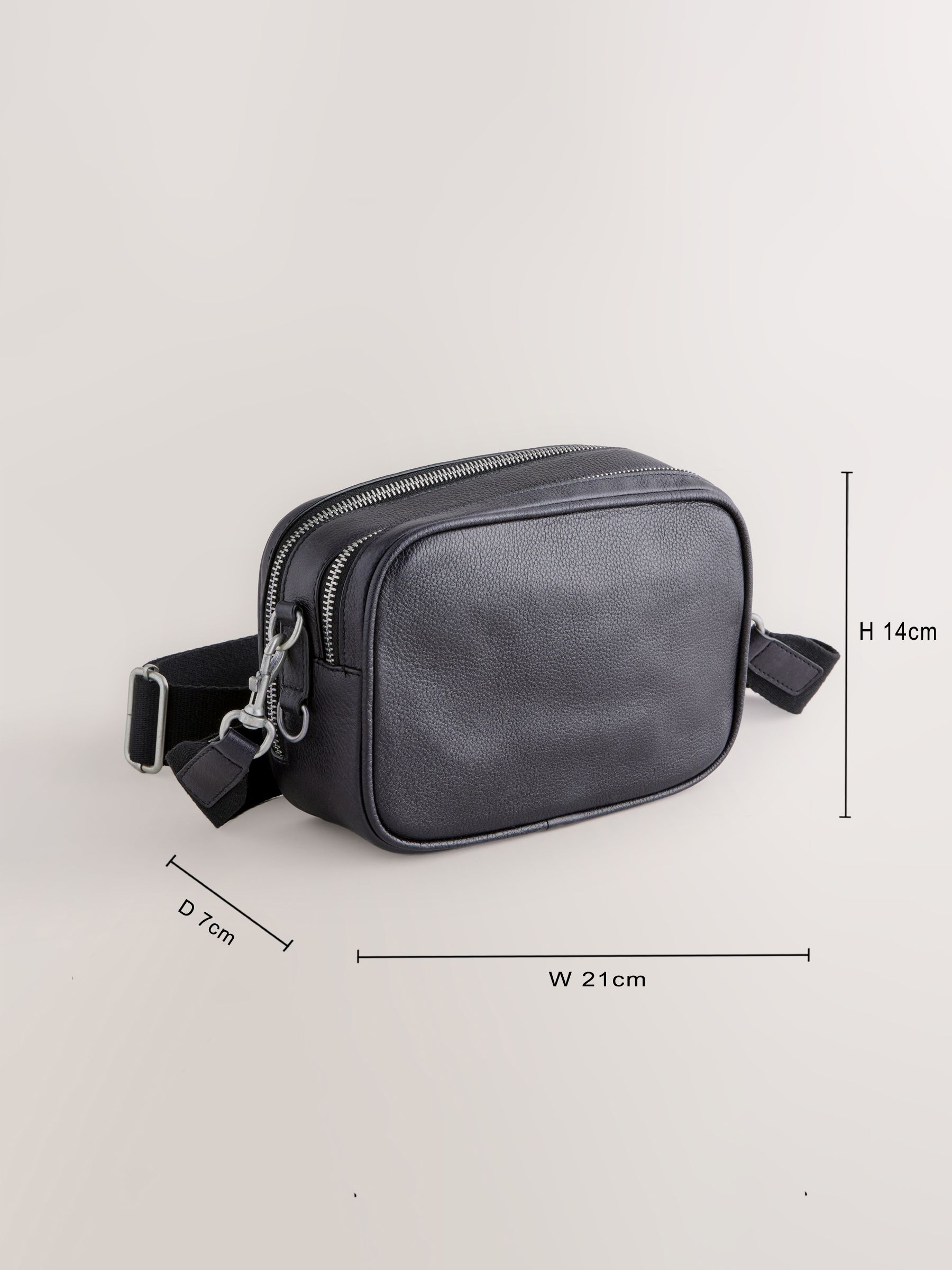 Buy Black Leather Camera Bag from Next Canada