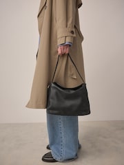 Black Leather Slouch Cross-Body Bag - Image 1 of 13