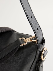 Black Leather Slouch Cross-Body Bag - Image 11 of 13