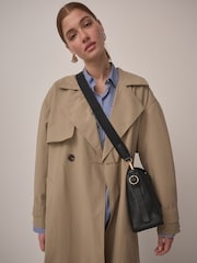 Black Leather Slouch Cross-Body Bag - Image 3 of 13
