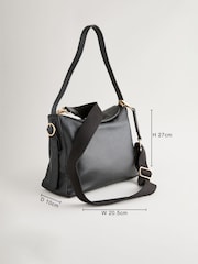 Black Leather Slouch Cross-Body Bag - Image 4 of 13