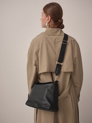 Black Leather Slouch Cross-Body Bag - Image 5 of 13