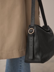 Black Leather Slouch Cross-Body Bag - Image 6 of 13