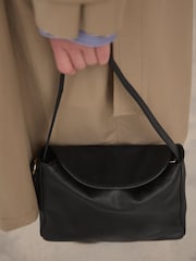 Black Leather Slouch Cross-Body Bag - Image 7 of 13