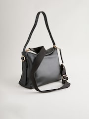 Black Leather Slouch Cross-Body Bag - Image 8 of 13