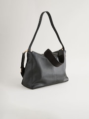 Black Leather Slouch Cross-Body Bag - Image 9 of 13