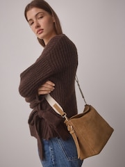 Tan Brown Leather Slouch Cross-Body Bag - Image 1 of 13