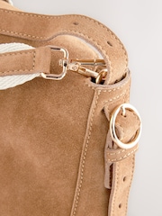 Tan Brown Leather Slouch Cross-Body Bag - Image 11 of 13