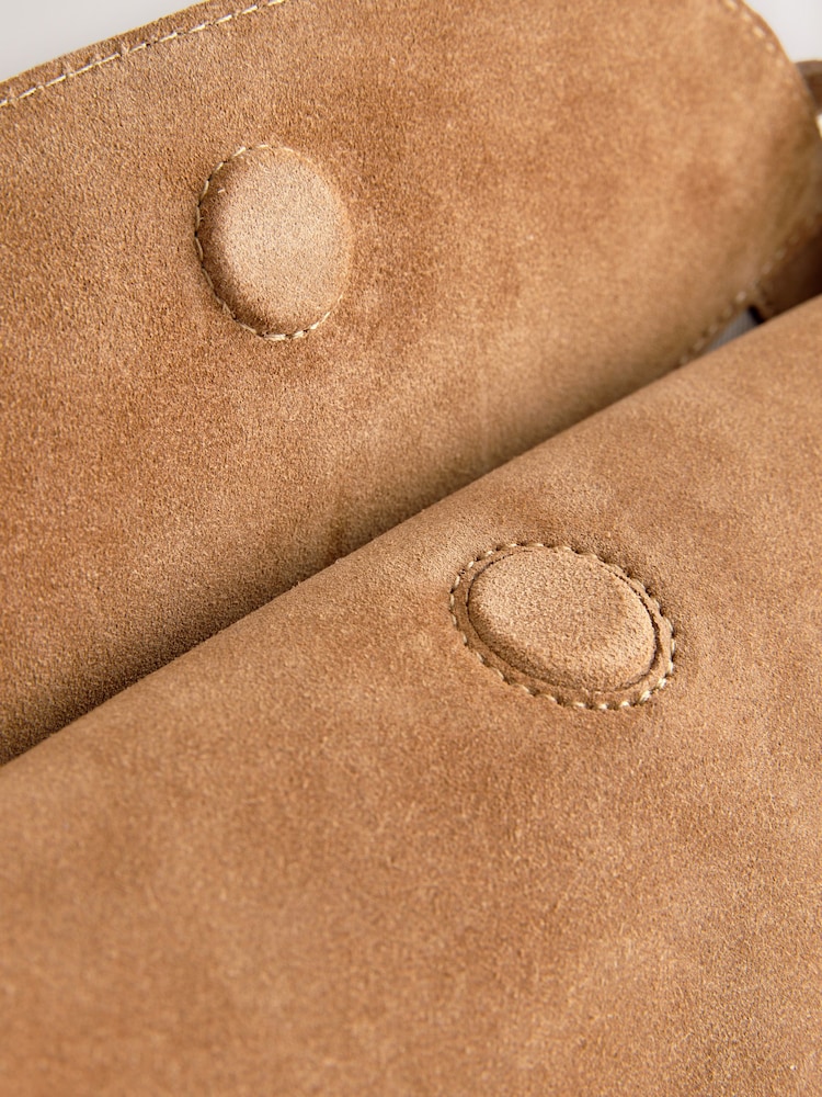 Tan Brown Leather Slouch Cross-Body Bag - Image 12 of 13