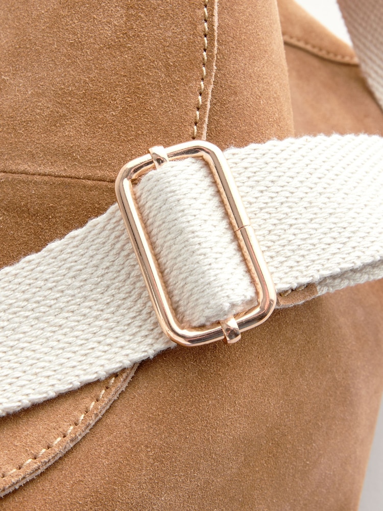 Tan Brown Leather Slouch Cross-Body Bag - Image 13 of 13