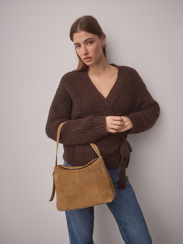 Tan Brown Leather Slouch Cross-Body Bag - Image 3 of 13