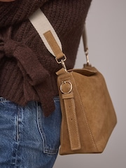 Tan Brown Leather Slouch Cross-Body Bag - Image 5 of 13