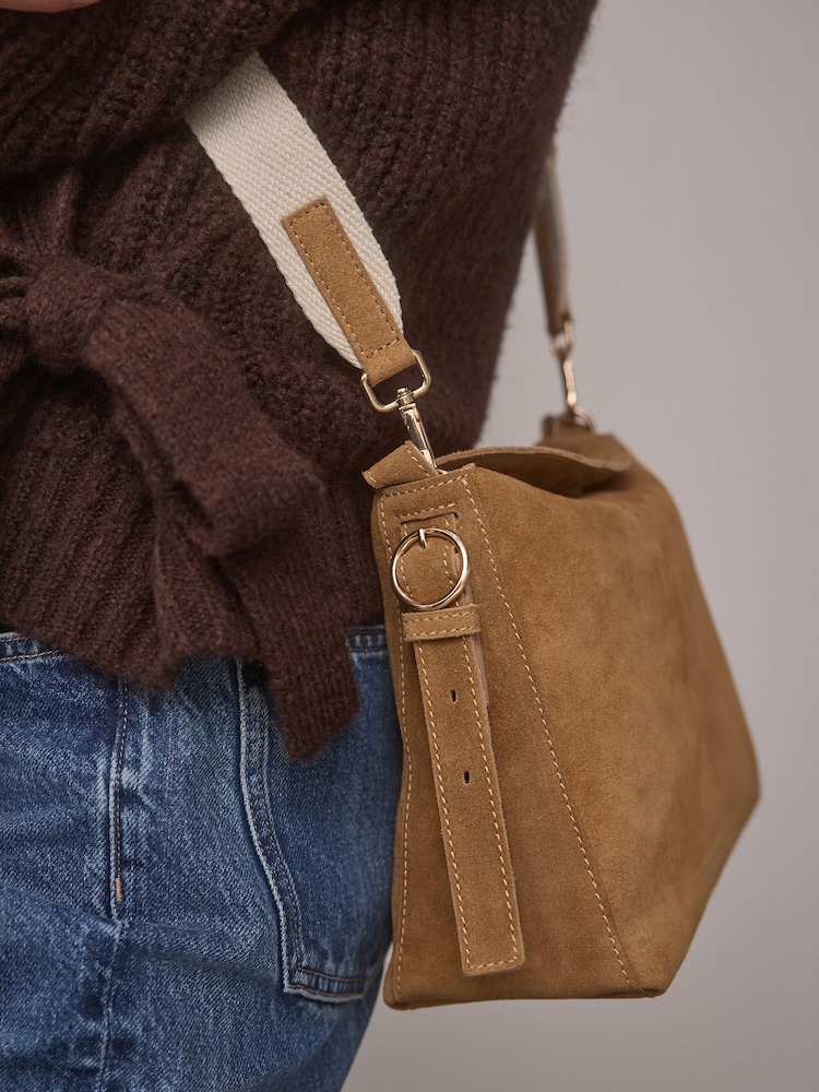 Tan Brown Leather Slouch Cross-Body Bag - Image 5 of 13
