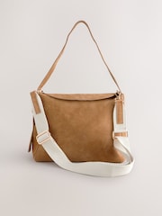 Tan Brown Leather Slouch Cross-Body Bag - Image 9 of 13