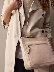 Mink/Pink Leather Pocket Messenger Bag - Image 3 of 10