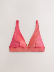 Orange/Pink DD+ Rib Plunge Bikini Top - Image 7 of 9