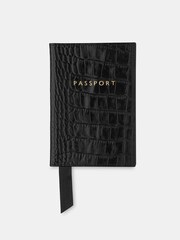 Whistles Shiny Croc Passport Black Holder - Image 1 of 3