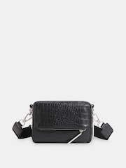 Whistles Bibi Croc Cross-Body Black Bag - Image 2 of 6