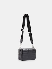 Whistles Bibi Croc Cross-Body Black Bag - Image 3 of 6