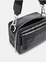 Whistles Bibi Croc Cross-Body Black Bag - Image 4 of 6