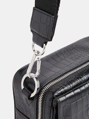 Whistles Bibi Croc Cross-Body Black Bag - Image 5 of 6