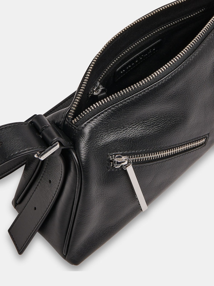 Whistles Seva Triple Zip Shoulder Black Bag - Image 2 of 5