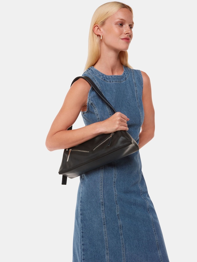 Whistles Seva Triple Zip Shoulder Black Bag - Image 5 of 5
