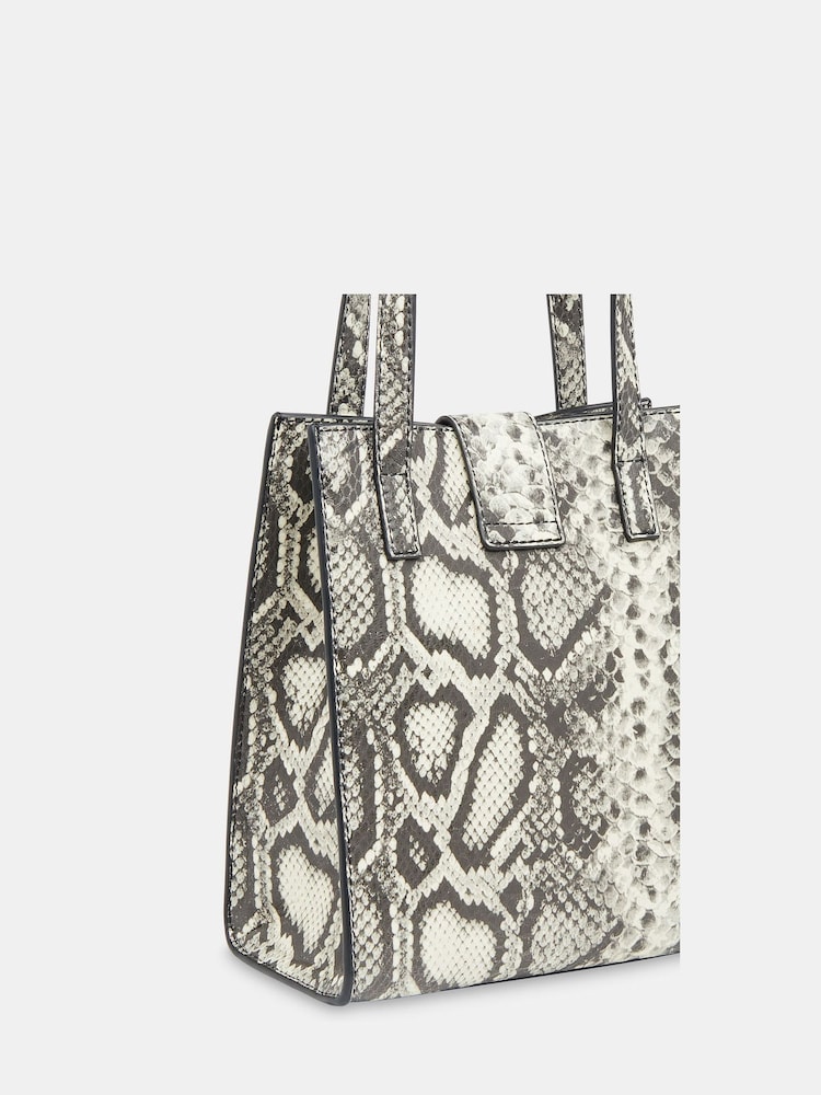 Whistles Grey Eben Snake Turn Lock Mini Tote Bag - Image 2 of 5