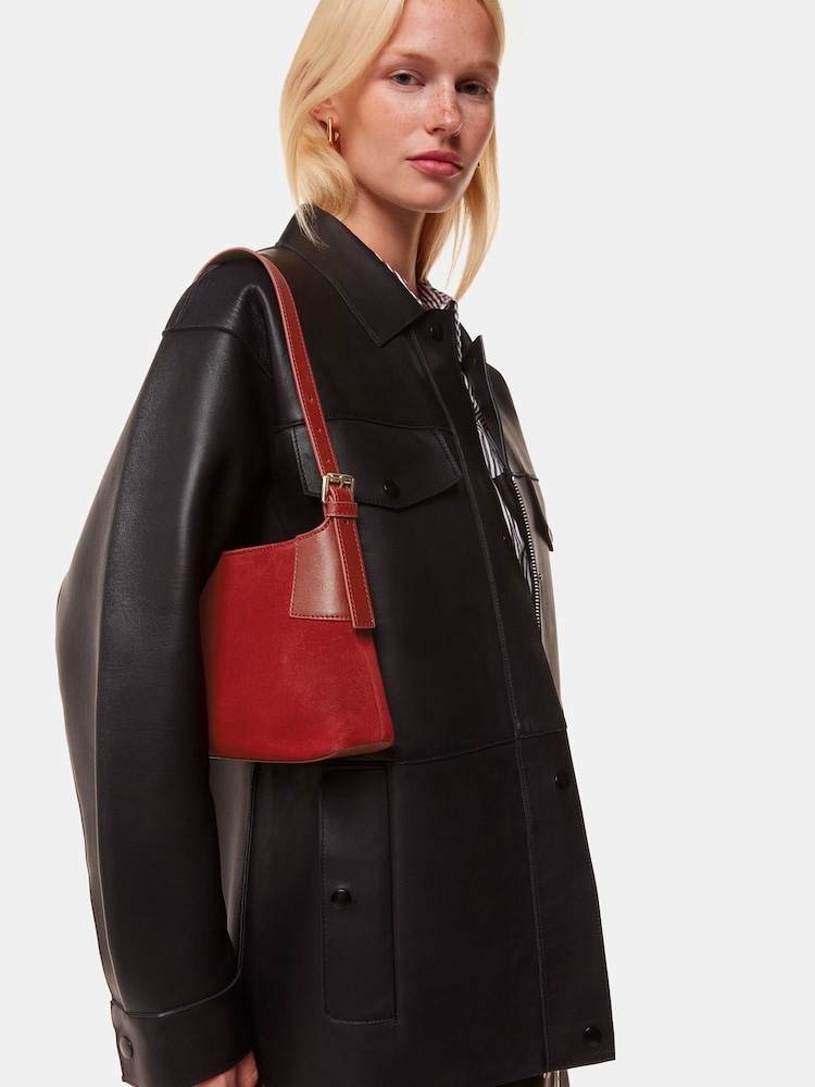 Whistles Red Paloma Small Suede Bag - Image 5 of 5