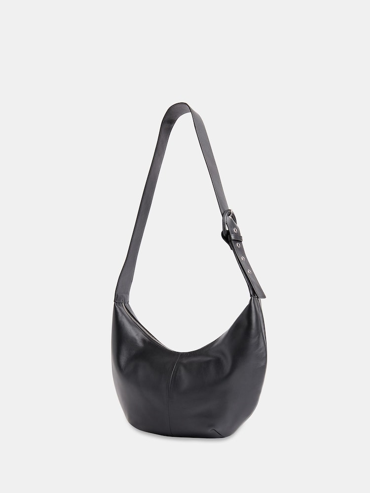 Whistles Sia Curved Cross-Body Black Bag - Image 2 of 5