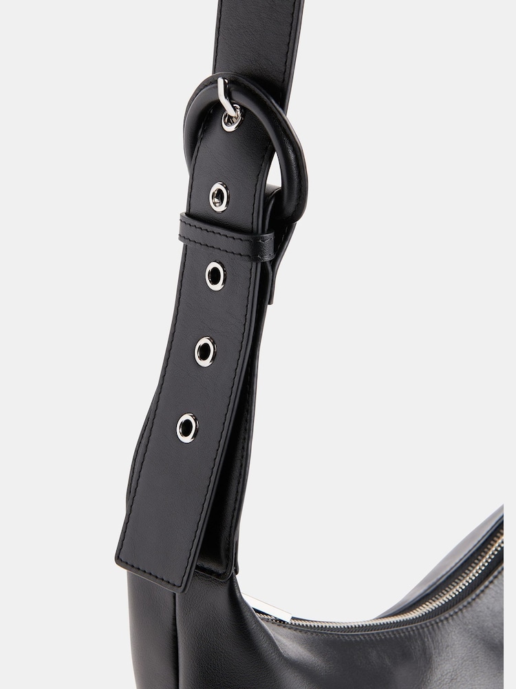 Whistles Sia Curved Cross-Body Black Bag - Image 6 of 6
