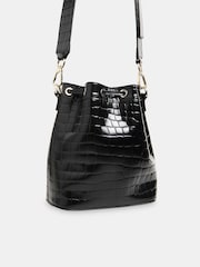 Whistles Giulia Croc Bucket Black Bag - Image 2 of 5