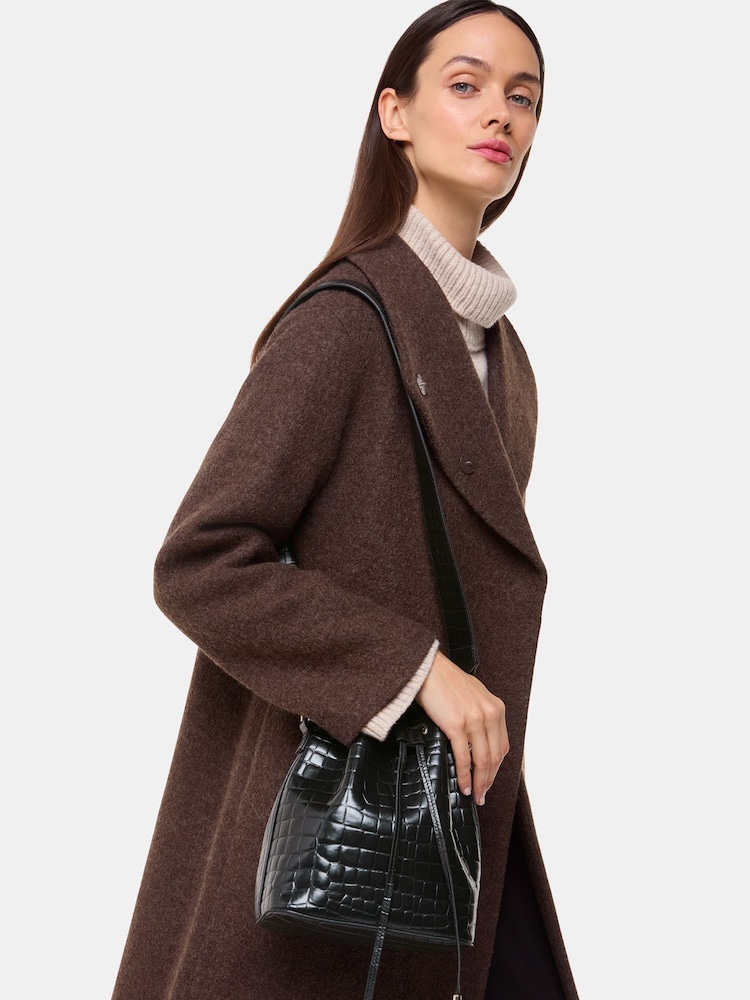 Whistles Giulia Croc Bucket Black Bag - Image 5 of 5