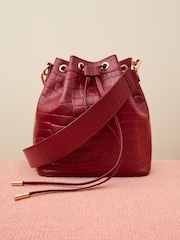 Whistles Red Giulia Croc Bucket Bag - Image 1 of 6