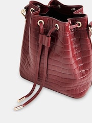 Whistles Red Giulia Croc Bucket Bag - Image 5 of 6