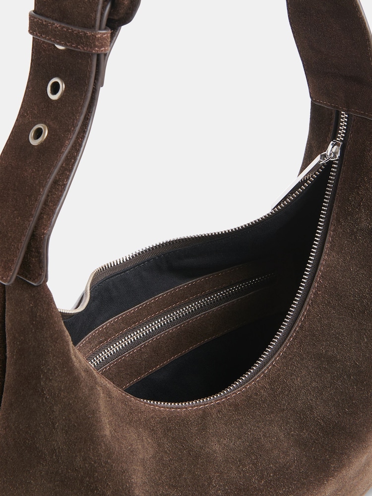 Sia Suede Curved Cross-Body Bag - Image 3 of 5