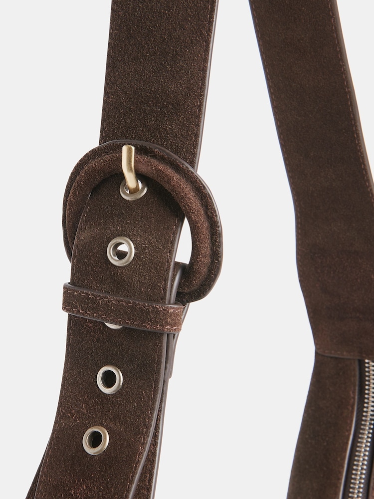 Sia Suede Curved Cross-Body Bag - Image 4 of 5