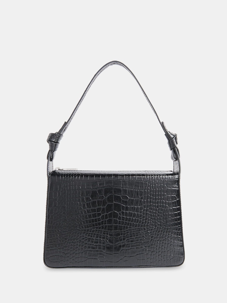 Whistles Erica Croc Shoulder Black Bag - Image 1 of 5