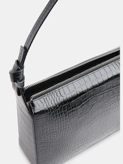 Whistles Erica Croc Shoulder Black Bag - Image 3 of 5