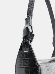 Whistles Erica Croc Shoulder Black Bag - Image 4 of 5