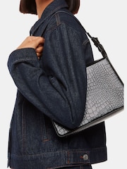 Whistles Erica Croc Shoulder Black Bag - Image 5 of 5
