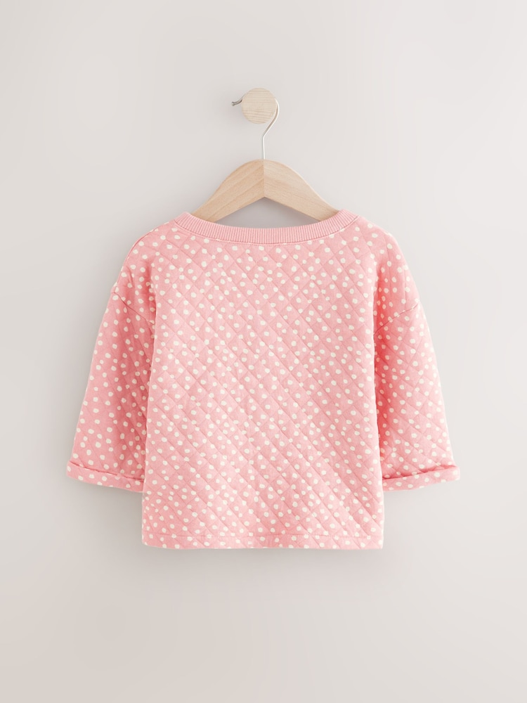 Pink Quilted Spotted Cardigan - Image 2 of 4