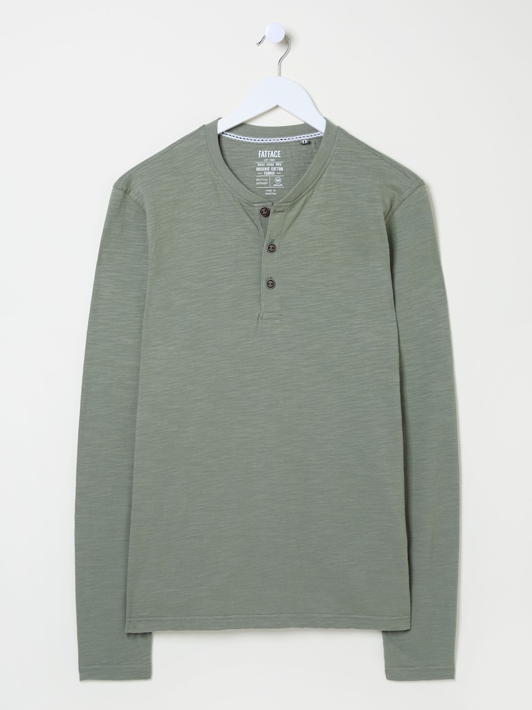 Dusky Green - FatFace Long Sleeve Slub Henley - Image 8 of 8 Dusky Green - FatFace Long Sleeve Slub Henley - Image 8 of 8